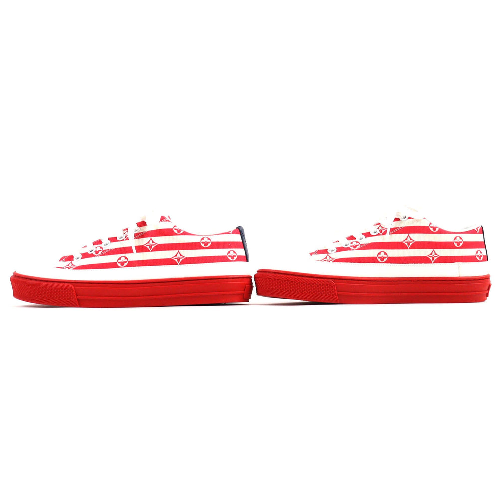 LOUIS VUITTON Low cut sneakers Main: Canvas, Part: Leather Red White Light Beige Navy Stella line LV Escal Women 36 1/2 Used Authentic
