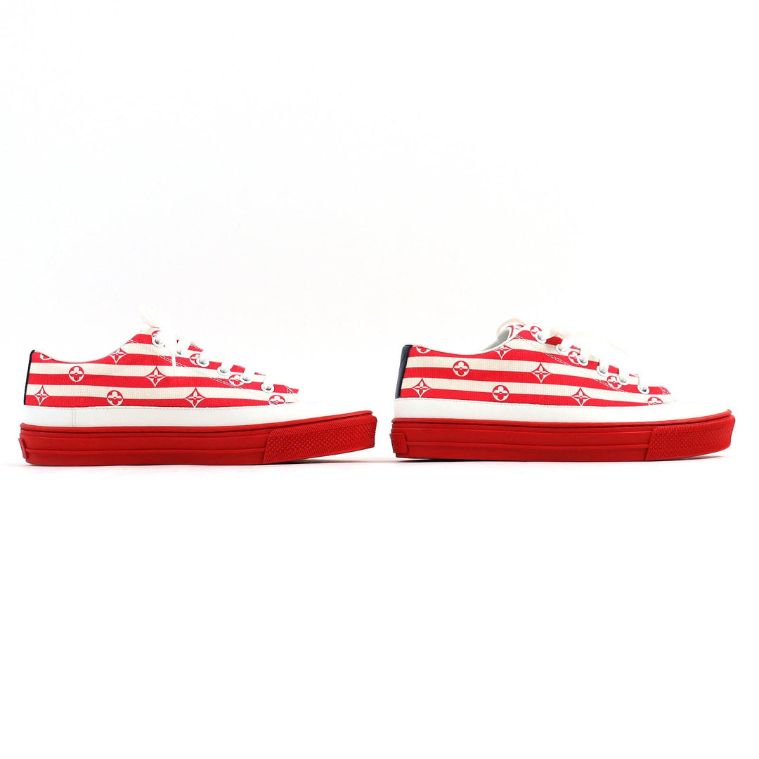 LOUIS VUITTON Low cut sneakers Main: Canvas, Part: Leather Red White Light Beige Navy Stella line LV Escal Women 36 1/2 Used Authentic