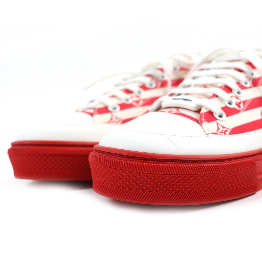 LOUIS VUITTON Low cut sneakers Main: Canvas, Part: Leather Red White Light Beige Navy Stella line LV Escal Women 36 1/2 Used Authentic