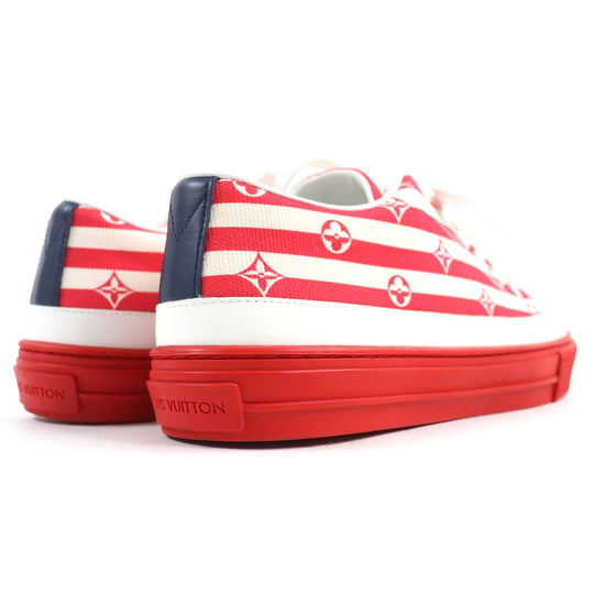 LOUIS VUITTON Low cut sneakers Main: Canvas, Part: Leather Red White Light Beige Navy Stella line LV Escal Women 36 1/2 Used Authentic