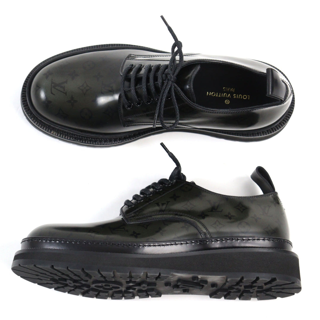 LOUIS VUITTON Leather shoes Main: Leather Dark khaki LV Black Ice Line mens 5 Used Authentic