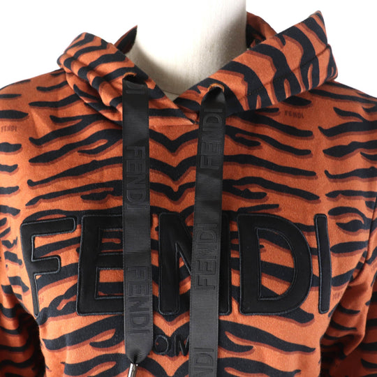 FENDI Hoodie FS7516 Outer: 100% cotton, Part: 97% cotton, Part: 3% polyurethane, Lining: 100% cotton, Part: 100% cotton Brown black Women XS Used Authentic
