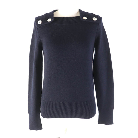 HERMES knit Main: 100% cashmere Navy Women 34 Used Authentic
