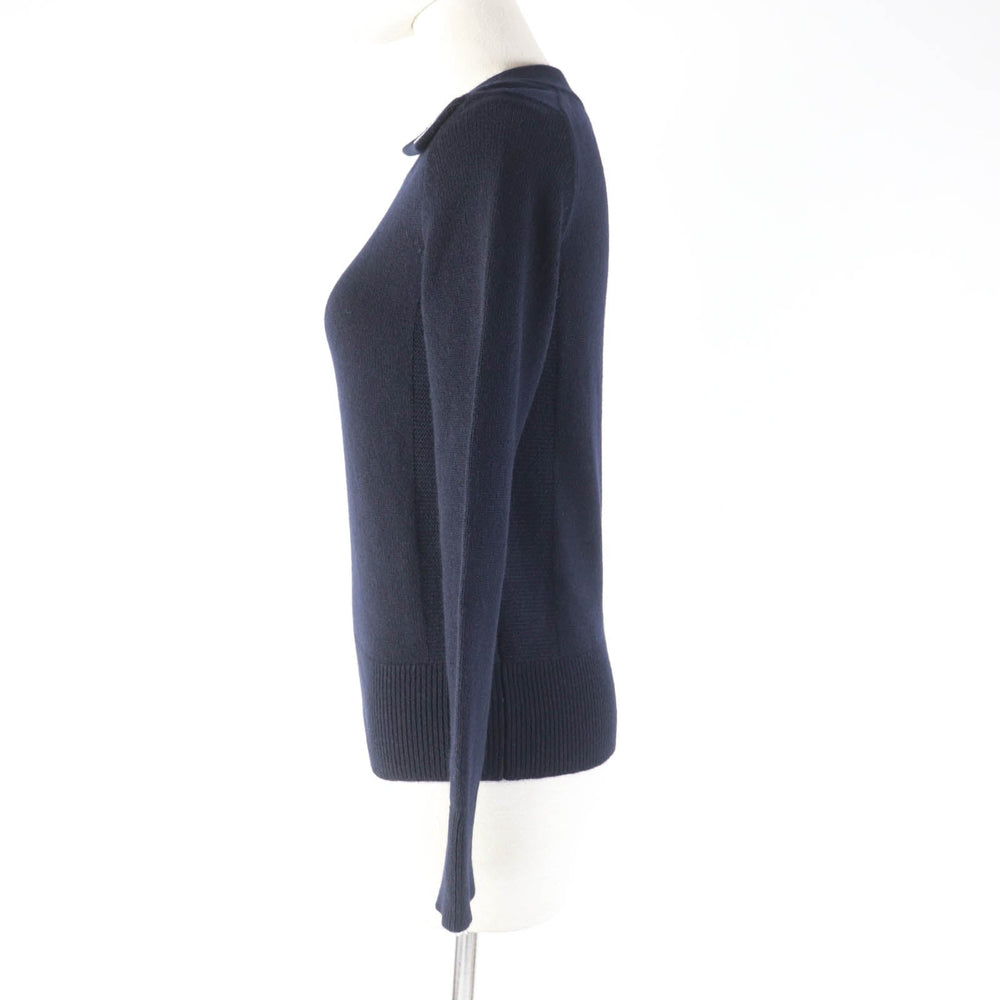 HERMES knit Main: 100% cashmere Navy Women 34 Used Authentic