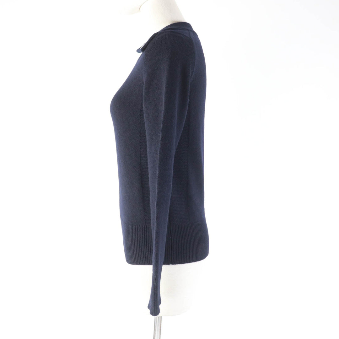 HERMES knit Main: 100% cashmere Navy Women 34 Used Authentic