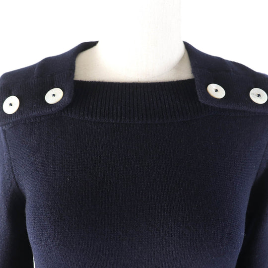 HERMES knit Main: 100% cashmere Navy Women 34 Used Authentic