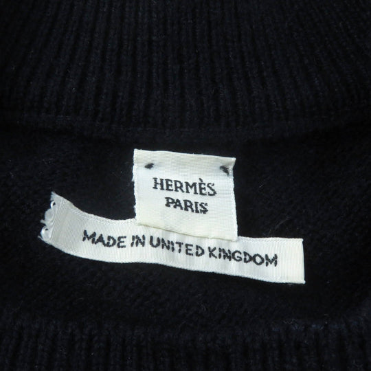 HERMES knit Main: 100% cashmere Navy Women 34 Used Authentic