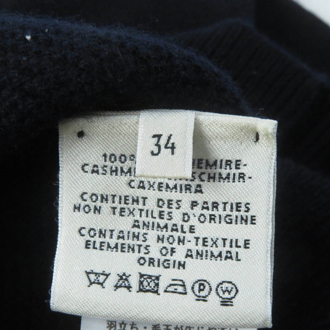 HERMES knit Main: 100% cashmere Navy Women 34 Used Authentic