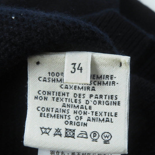 HERMES knit Main: 100% cashmere Navy Women 34 Used Authentic