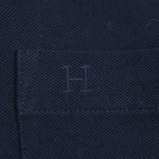 HERMES Short sleeve polo shirt Main: 100% cotton Navy mens L Used Authentic