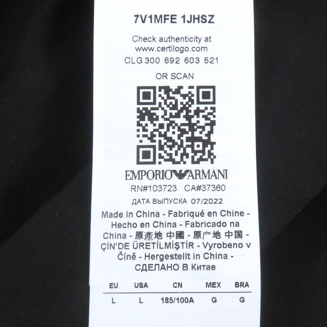 EMPORIO ARMANI sweat 7V1MFE Main: 77% cotton, Main: 19% polyester, Main: 4% elastane black mens L Used Authentic