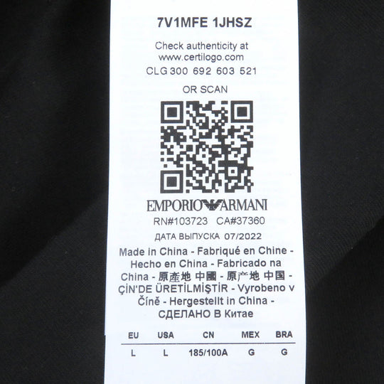 EMPORIO ARMANI sweat 7V1MFE Main: 77% cotton, Main: 19% polyester, Main: 4% elastane black mens L Used Authentic