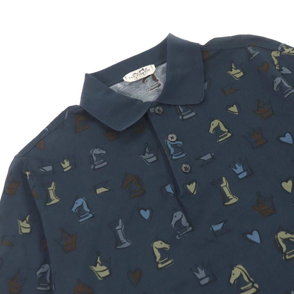 HERMES Short sleeve polo shirt Main: 100% cotton Blue type mens S Used Authentic