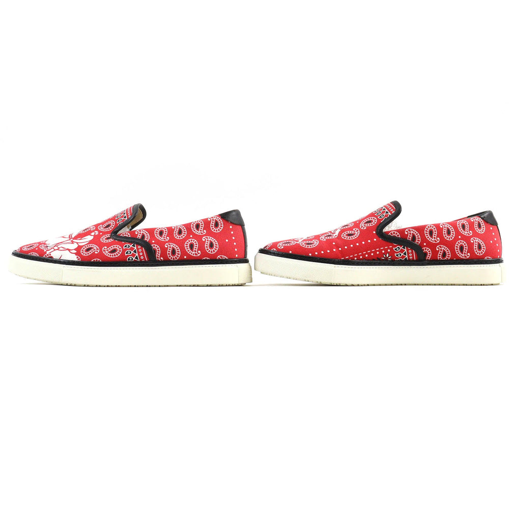 HERMES Slip-on Main: Canvas, Part: Leather Red mens 42 1/2 Used Authentic