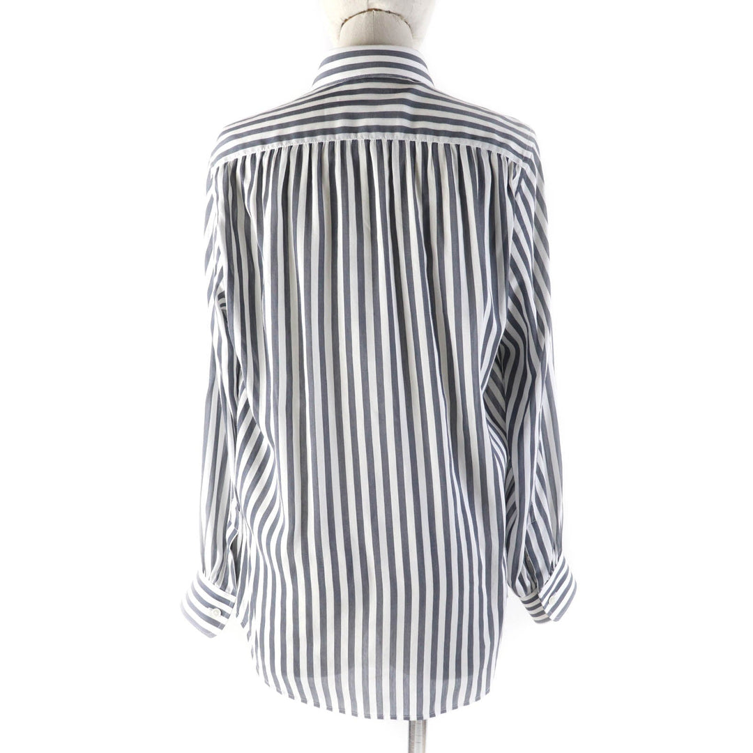 CELINE Long sleeve shirt 2C703637P Main: 73% cotton, Main: 27% silk Gray white Women 34 Used Authentic