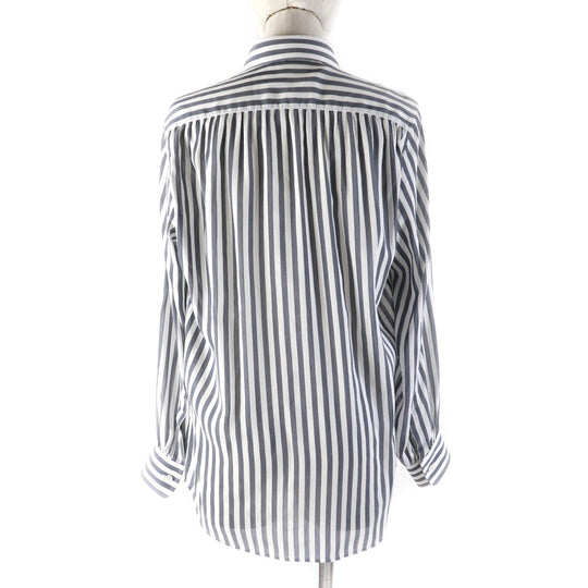 CELINE Long sleeve shirt 2C703637P Main: 73% cotton, Main: 27% silk Gray white Women 34 Used Authentic