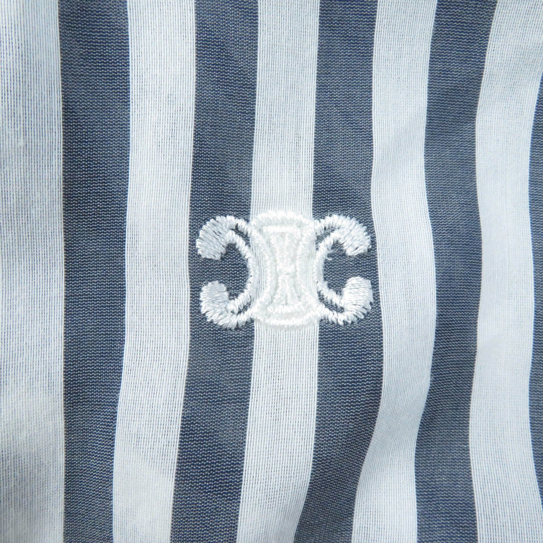 CELINE Long sleeve shirt 2C703637P Main: 73% cotton, Main: 27% silk Gray white Women 34 Used Authentic