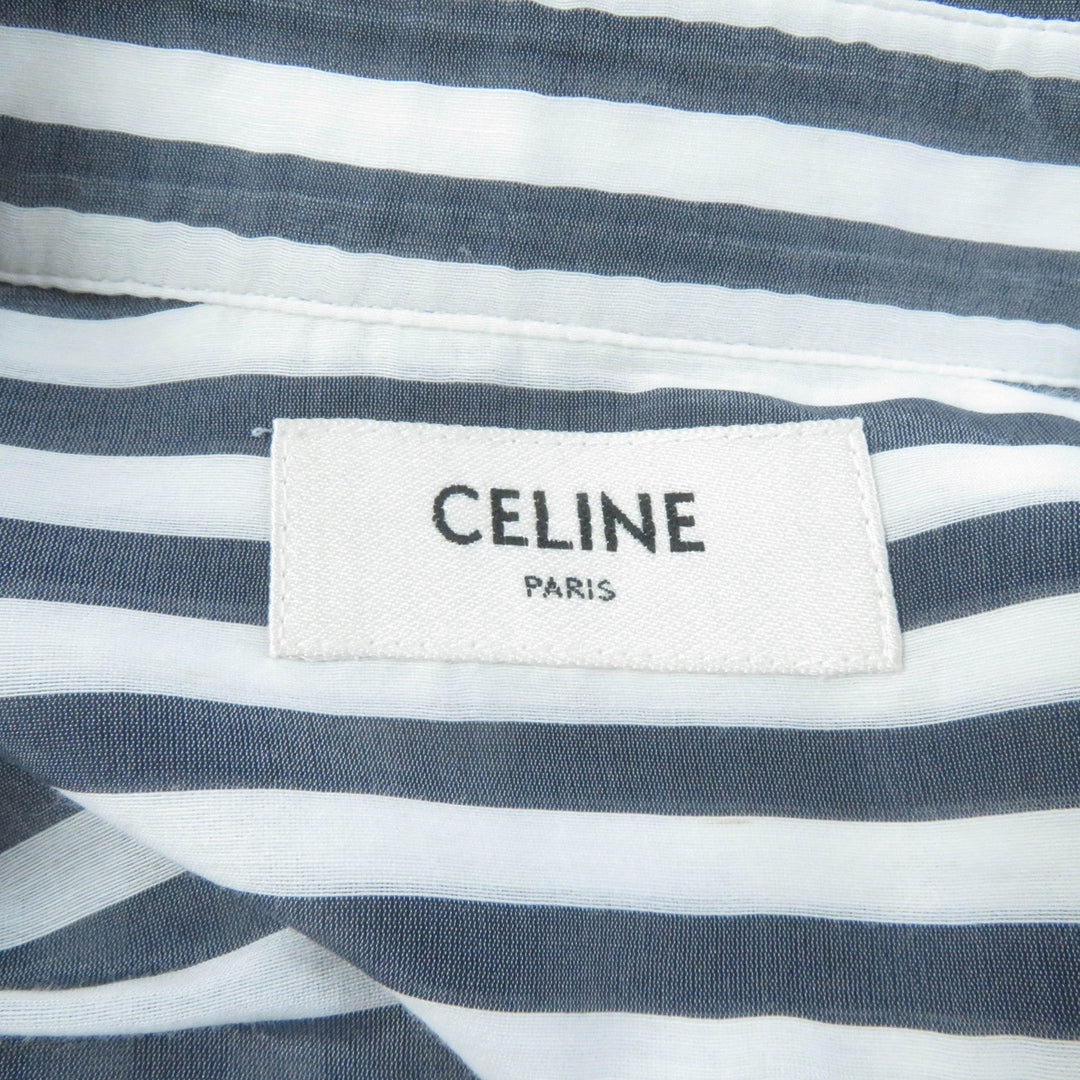CELINE Long sleeve shirt 2C703637P Main: 73% cotton, Main: 27% silk Gray white Women 34 Used Authentic