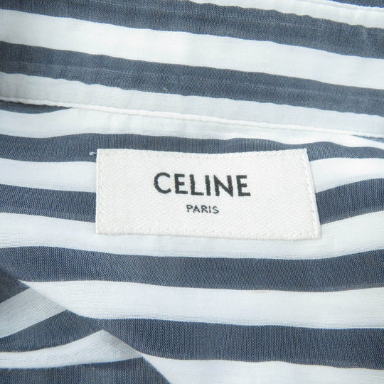 CELINE Long sleeve shirt 2C703637P Main: 73% cotton, Main: 27% silk Gray white Women 34 Used Authentic