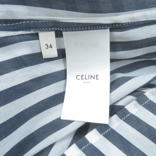 CELINE Long sleeve shirt 2C703637P Main: 73% cotton, Main: 27% silk Gray white Women 34 Used Authentic