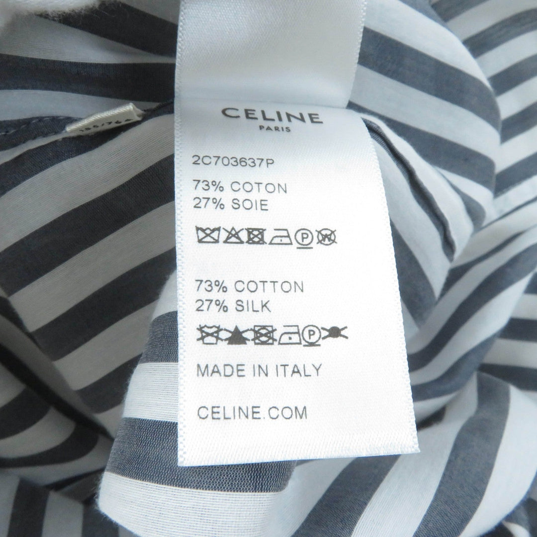 CELINE Long sleeve shirt 2C703637P Main: 73% cotton, Main: 27% silk Gray white Women 34 Used Authentic