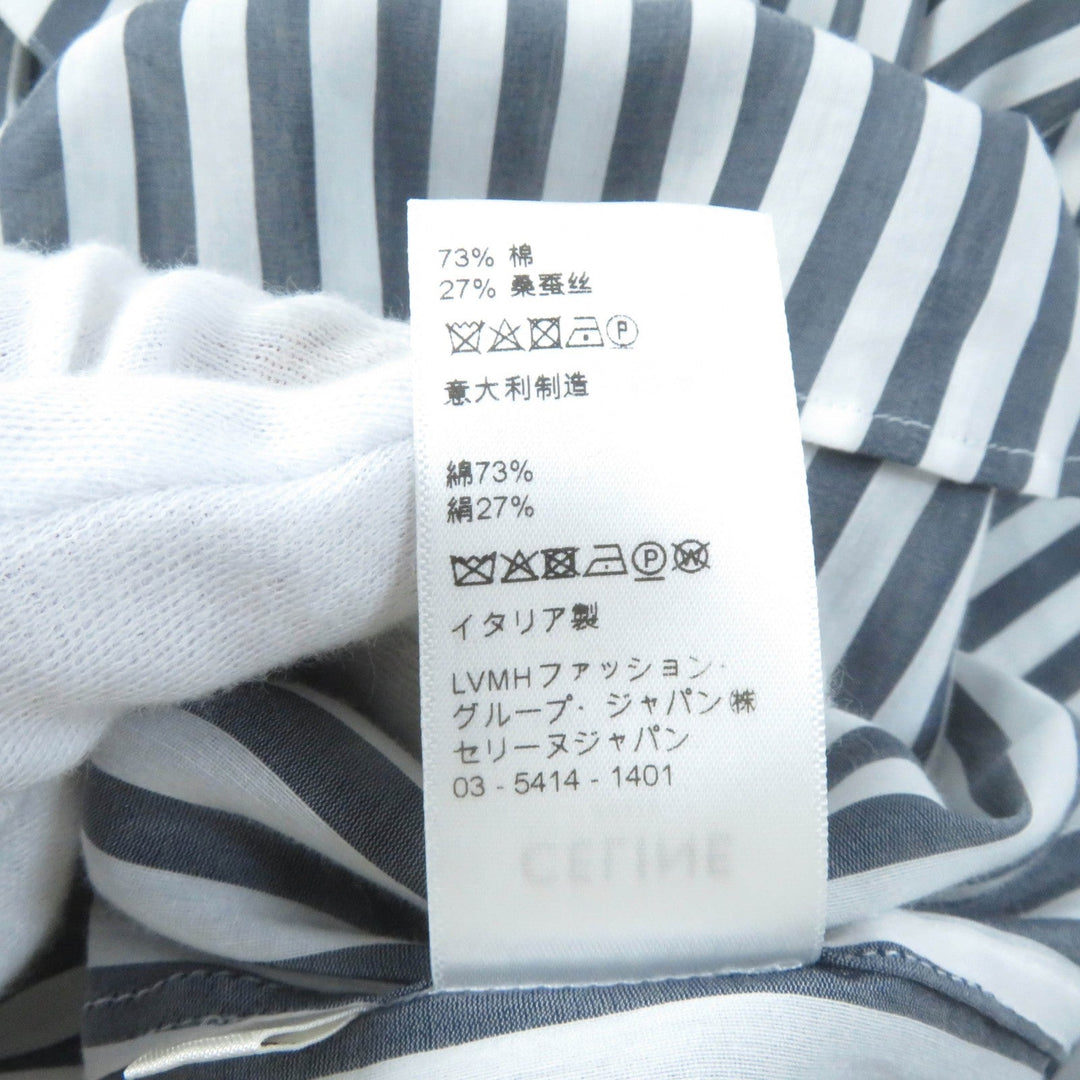CELINE Long sleeve shirt 2C703637P Main: 73% cotton, Main: 27% silk Gray white Women 34 Used Authentic