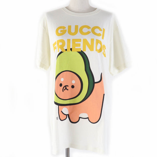 GUCCI Short sleeve T-shirt 717422 Main: 100% cotton Ivory GUCCY FRIENDS Women S Used Authentic