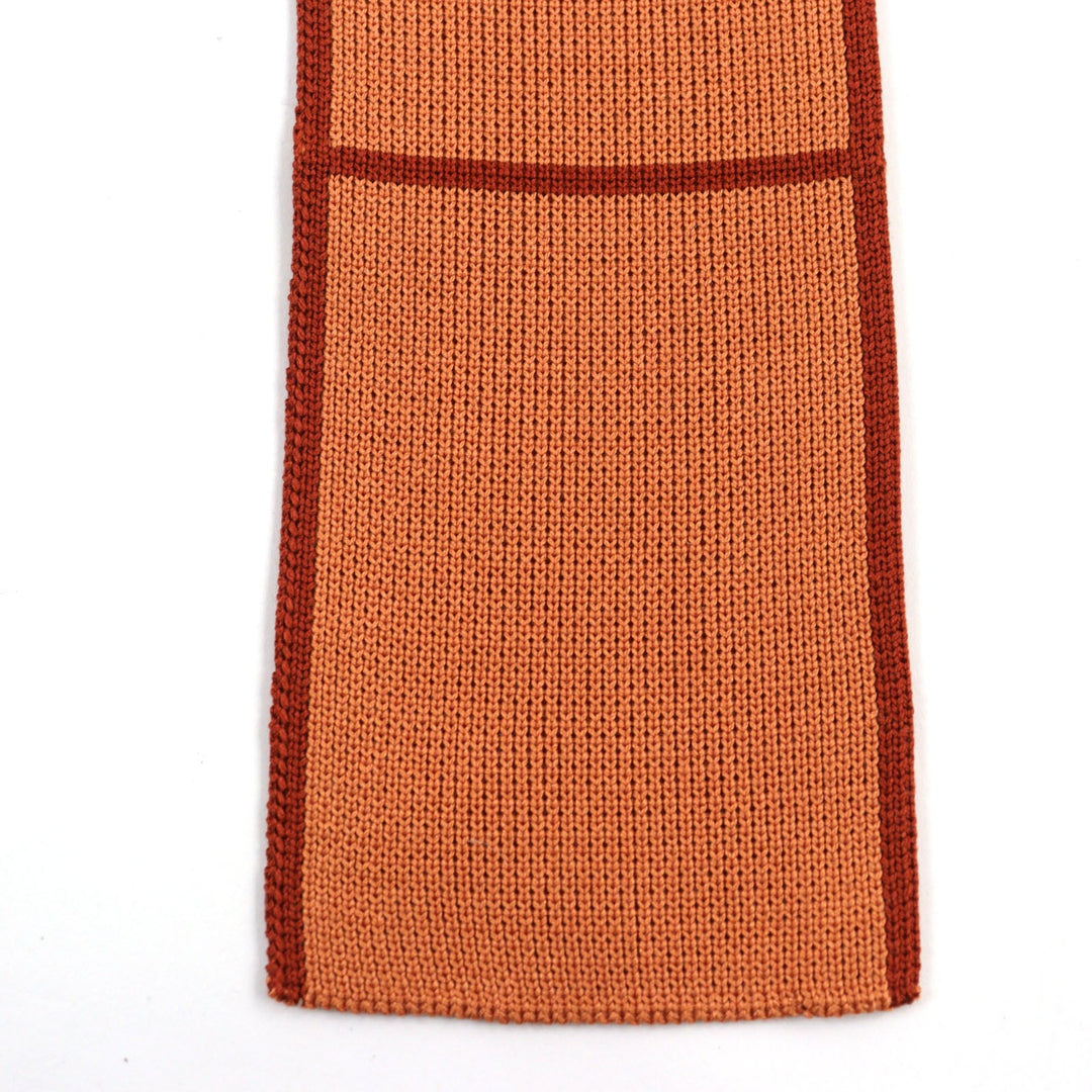HERMES tie Main: 100% silk Bordeaux Orange mens Used Authentic