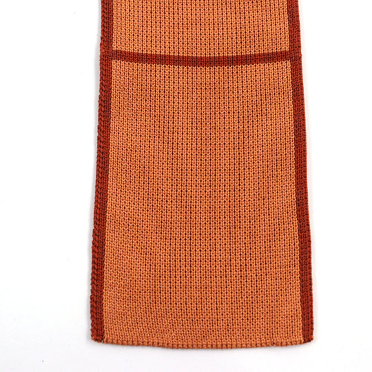 HERMES tie Main: 100% silk Bordeaux Orange mens Used Authentic