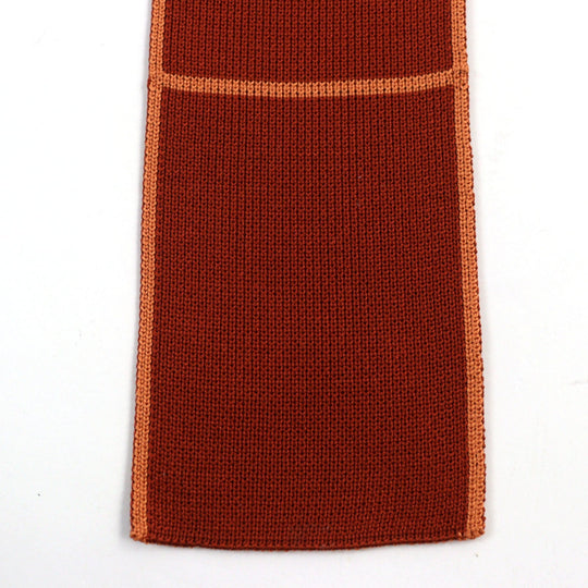 HERMES tie Main: 100% silk Bordeaux Orange mens Used Authentic