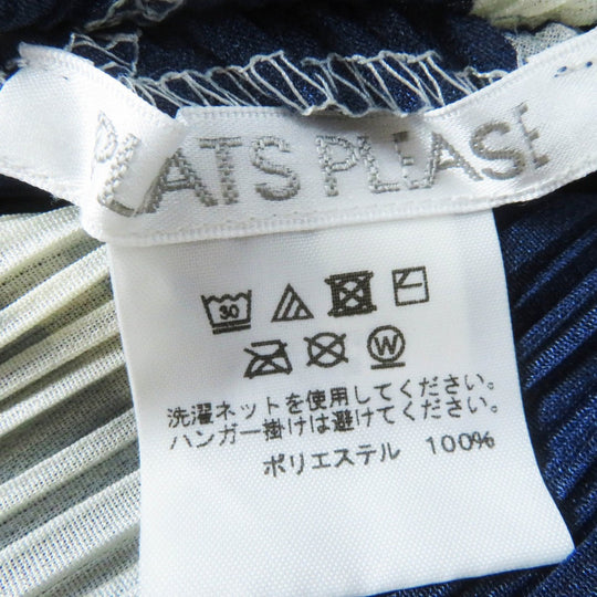 PLEATS PLEASE one piece PP13-JH623 polyester navy light beige botanical leaf design Dress 3