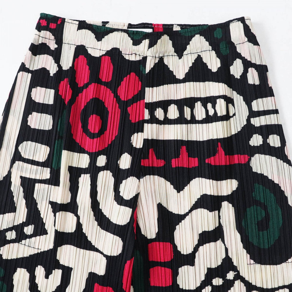 PLEATS PLEASE Pants PP13-JH615 Main: 100% polyester Multi BLack Cheer wide pants Women 2 Used Authentic