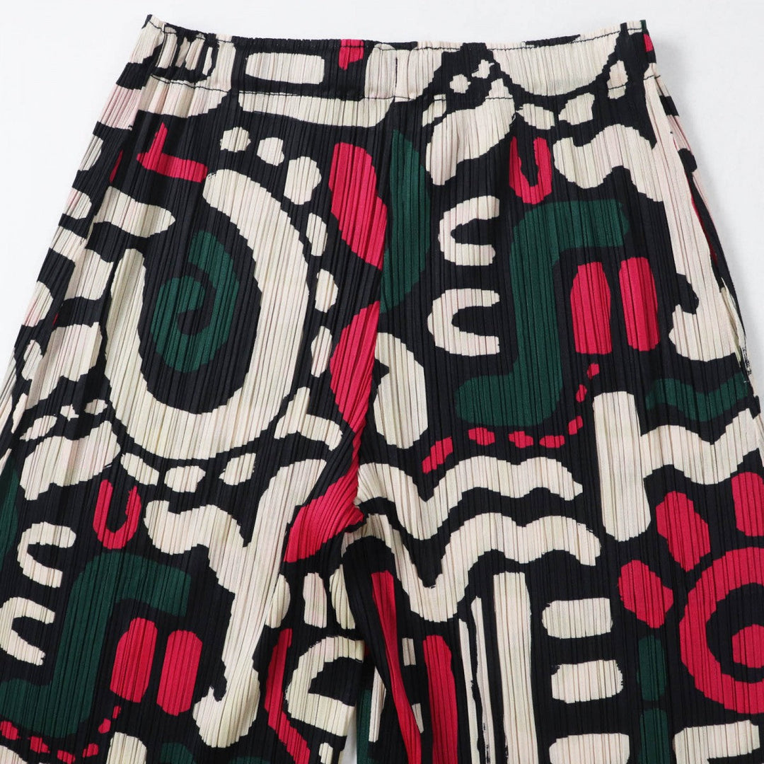PLEATS PLEASE Pants PP13-JH615 Main: 100% polyester Multi BLack Cheer wide pants Women 2 Used Authentic