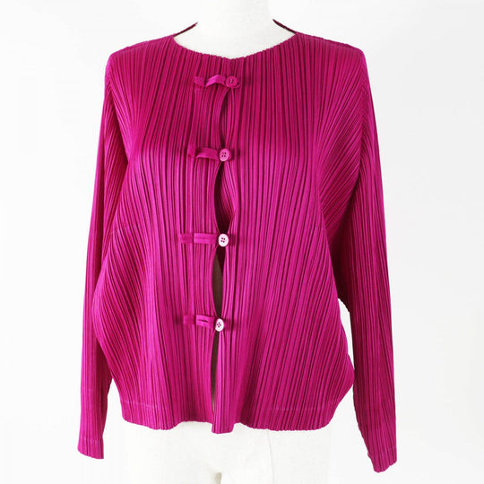 PLEATS PLEASE cardigan PP13-JC142 Main: 100% polyester La Lamb pink Women 3 Used Authentic