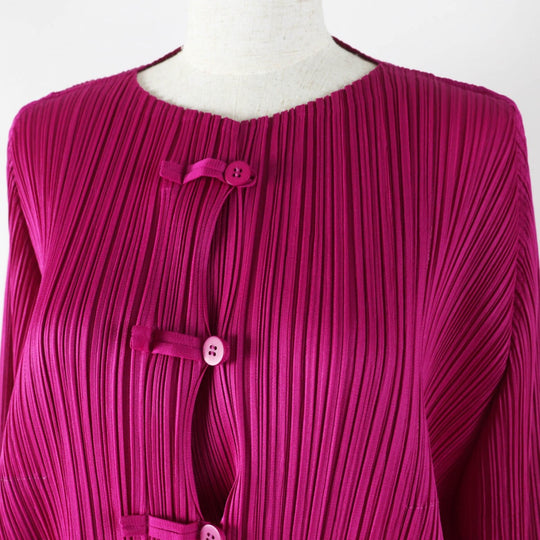 PLEATS PLEASE cardigan PP13-JC142 Main: 100% polyester La Lamb pink Women 3 Used Authentic