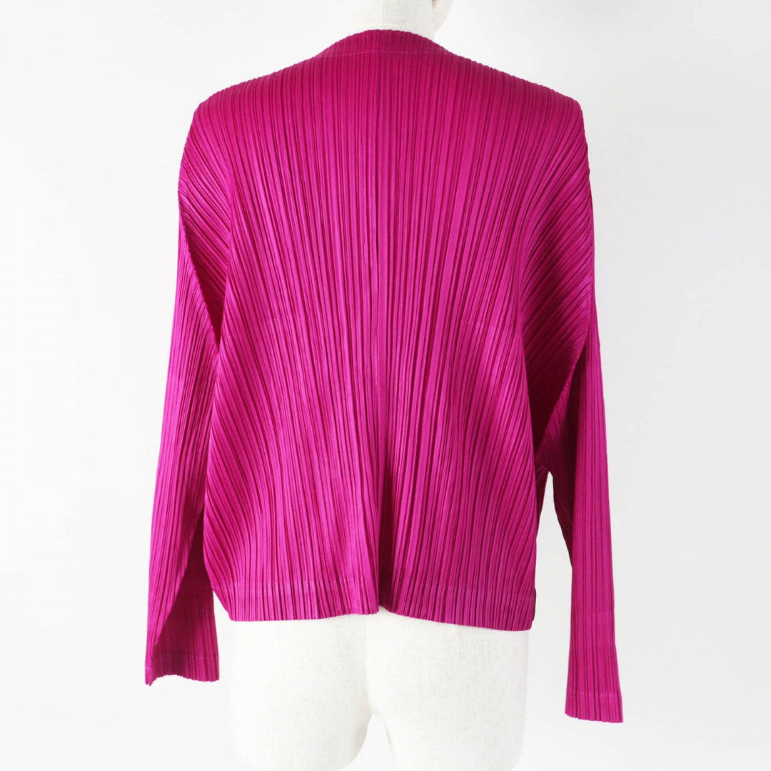 PLEATS PLEASE cardigan PP13-JC142 Main: 100% polyester La Lamb pink Women 3 Used Authentic
