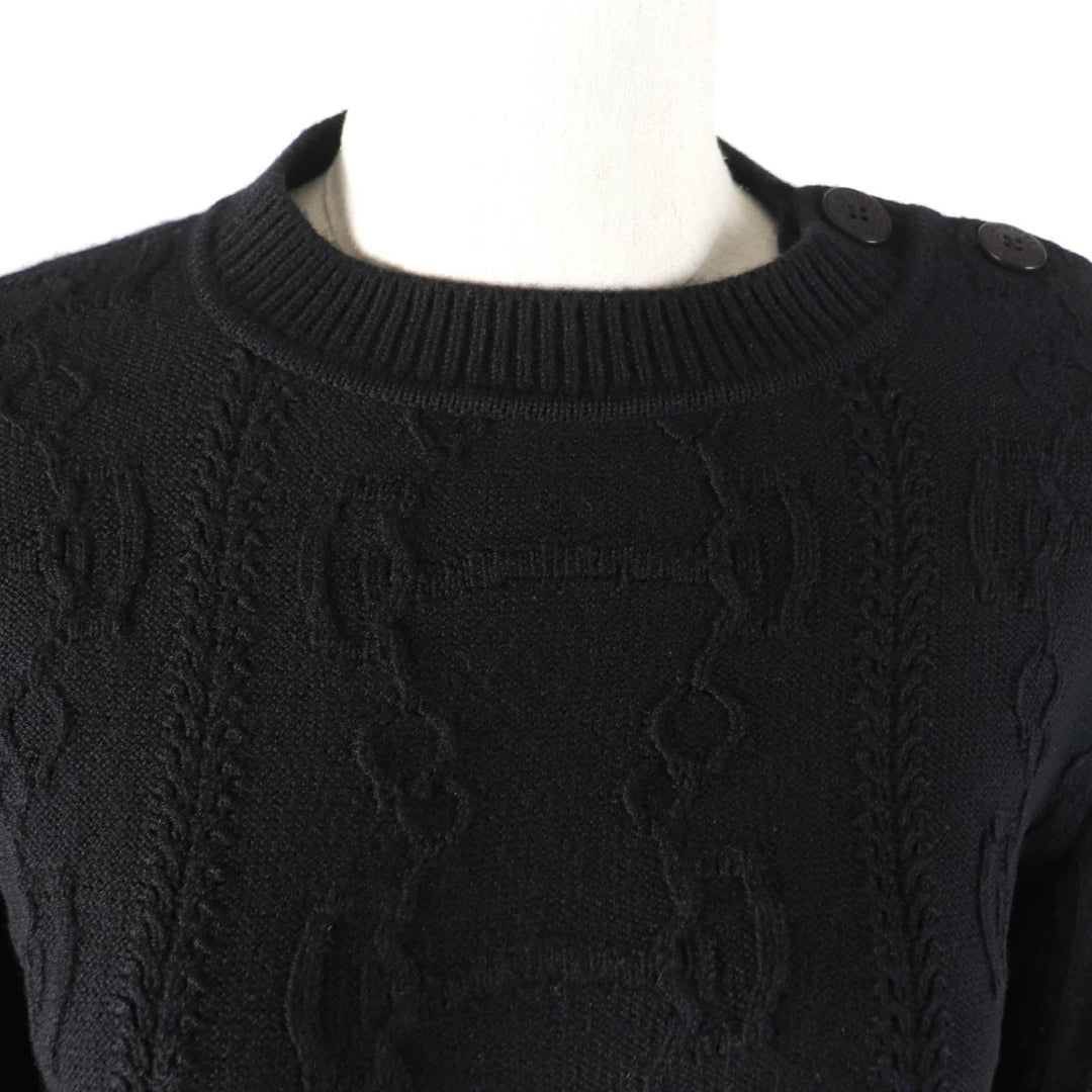 HERMES knit 2H2644D6 Main: 80% wool, Main: 20% cashmere, Part: 74% wool, Part: 19% cashmere, Part: 5% nylon black Women 34 Used Authentic
