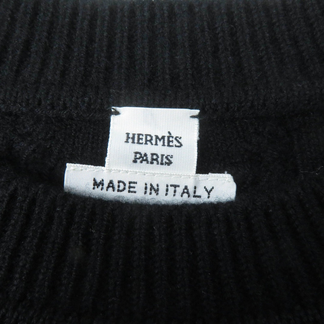 HERMES knit 2H2644D6 Main: 80% wool, Main: 20% cashmere, Part: 74% wool, Part: 19% cashmere, Part: 5% nylon black Women 34 Used Authentic