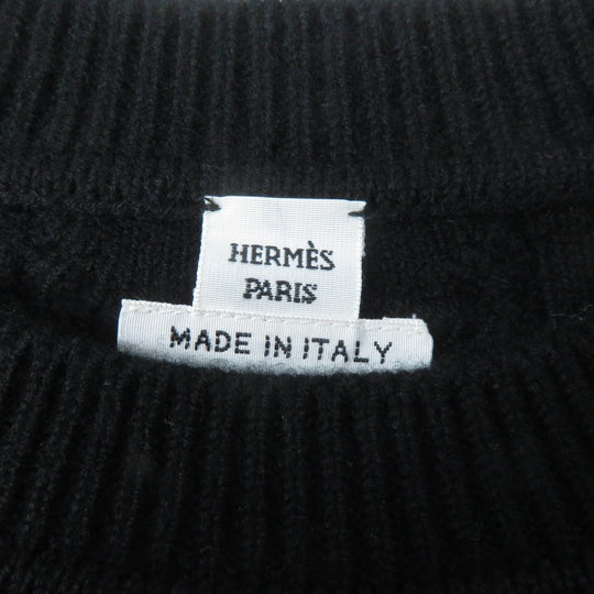 HERMES knit 2H2644D6 Main: 80% wool, Main: 20% cashmere, Part: 74% wool, Part: 19% cashmere, Part: 5% nylon black Women 34 Used Authentic