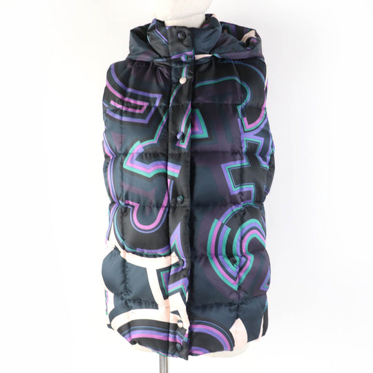 Emilio Pucci Down vest 66YC16 Main: 100% polyester, Lining: 58% nylon, Lining: 42% polyester, Filling: 90% down, Filling: 10% feather multicolor Women 42 Used Authentic