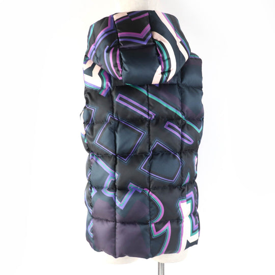Emilio Pucci Down vest 66YC16 Main: 100% polyester, Lining: 58% nylon, Lining: 42% polyester, Filling: 90% down, Filling: 10% feather multicolor Women 42 Used Authentic