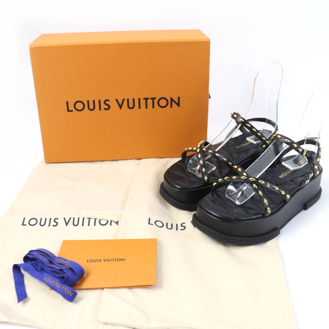 LOUIS VUITTON Sandals 1ACY36 Main: Leather black Maya Line Women 36 1/2 Used Authentic