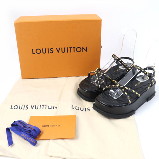 LOUIS VUITTON Sandals 1ACY36 Main: Leather black Maya Line Women 36 1/2 Used Authentic