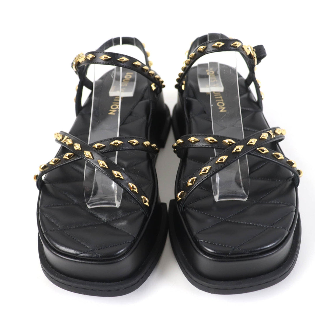 LOUIS VUITTON Sandals 1ACY36 Main: Leather black Maya Line Women 36 1/2 Used Authentic