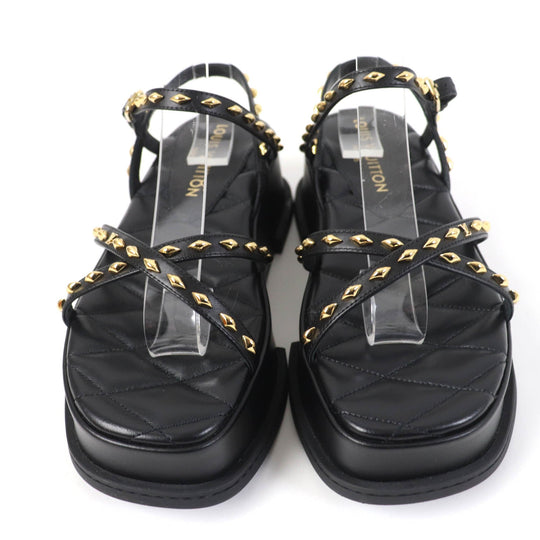 LOUIS VUITTON Sandals 1ACY36 Main: Leather black Maya Line Women 36 1/2 Used Authentic