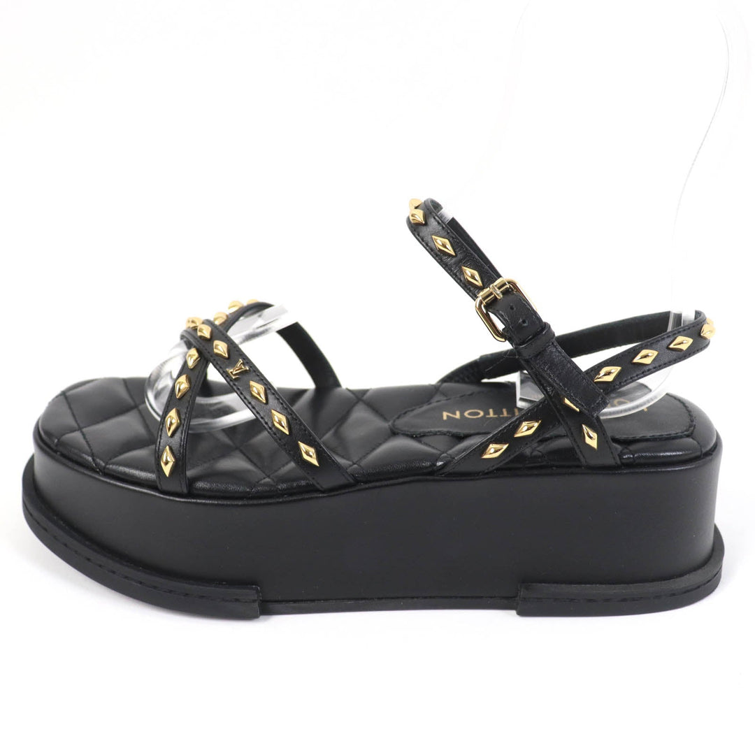 LOUIS VUITTON Sandals 1ACY36 Main: Leather black Maya Line Women 36 1/2 Used Authentic