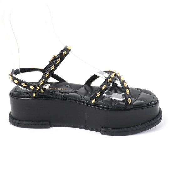 LOUIS VUITTON Sandals 1ACY36 Main: Leather black Maya Line Women 36 1/2 Used Authentic