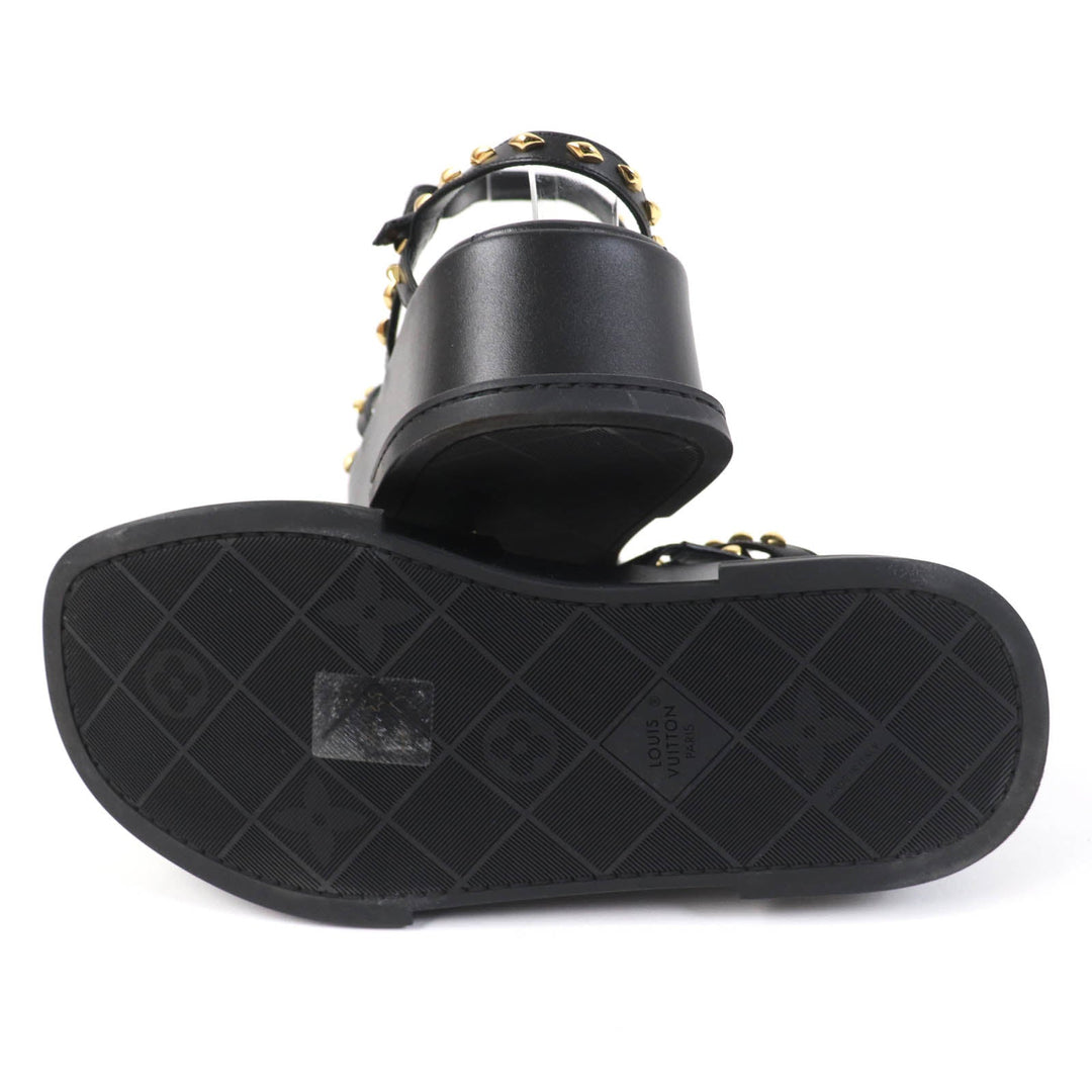 LOUIS VUITTON Sandals 1ACY36 Main: Leather black Maya Line Women 36 1/2 Used Authentic