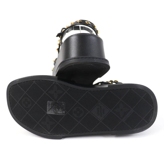 LOUIS VUITTON Sandals 1ACY36 Main: Leather black Maya Line Women 36 1/2 Used Authentic