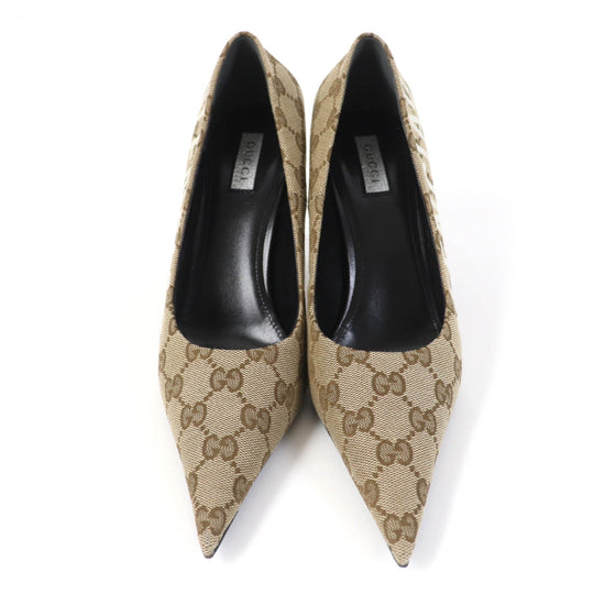 GUCCI pumps 676603 Main: GG canvas Brown type Women 36 Used Authentic